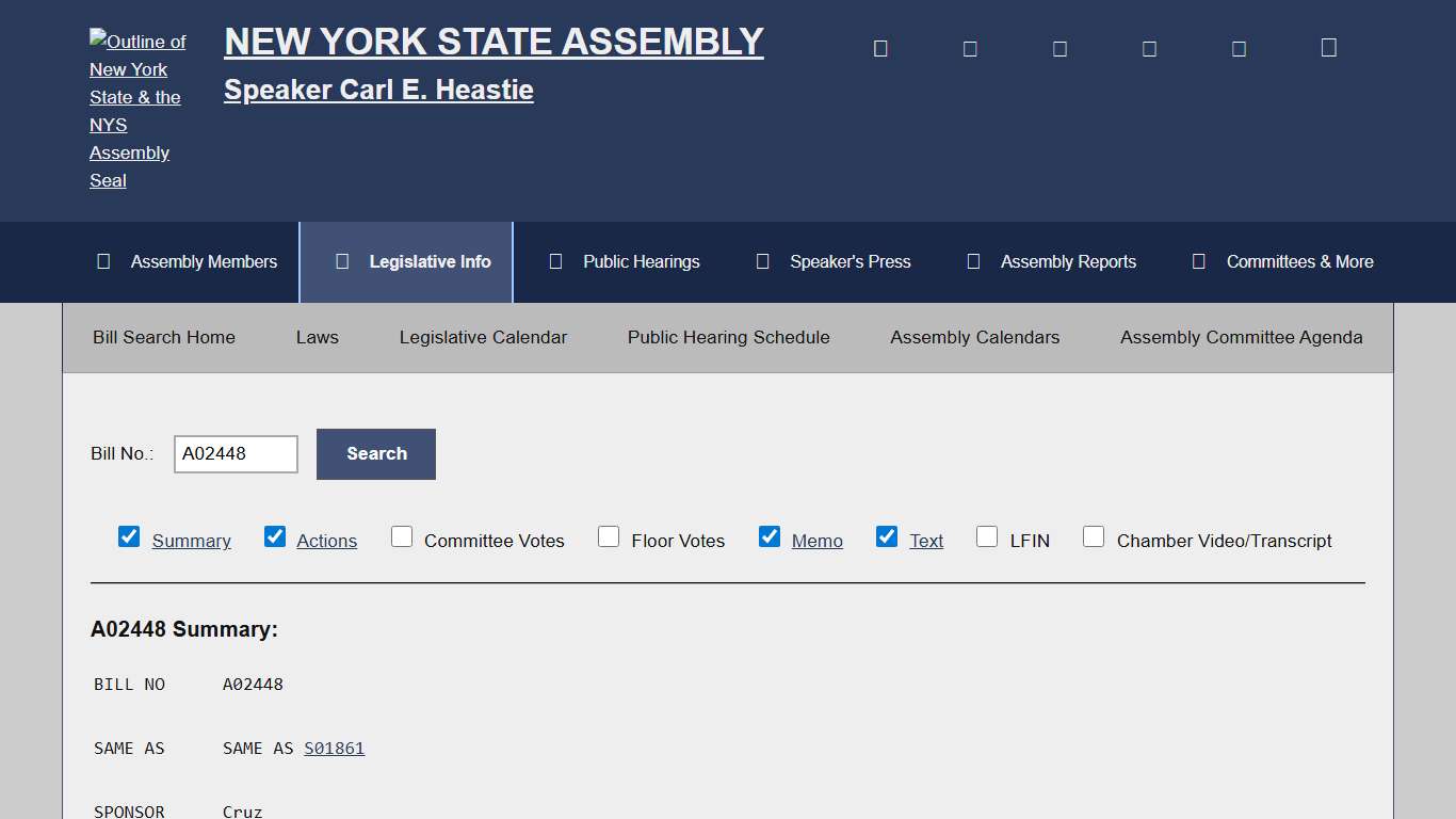 Bill Search and Legislative Information | New York State Assembly
