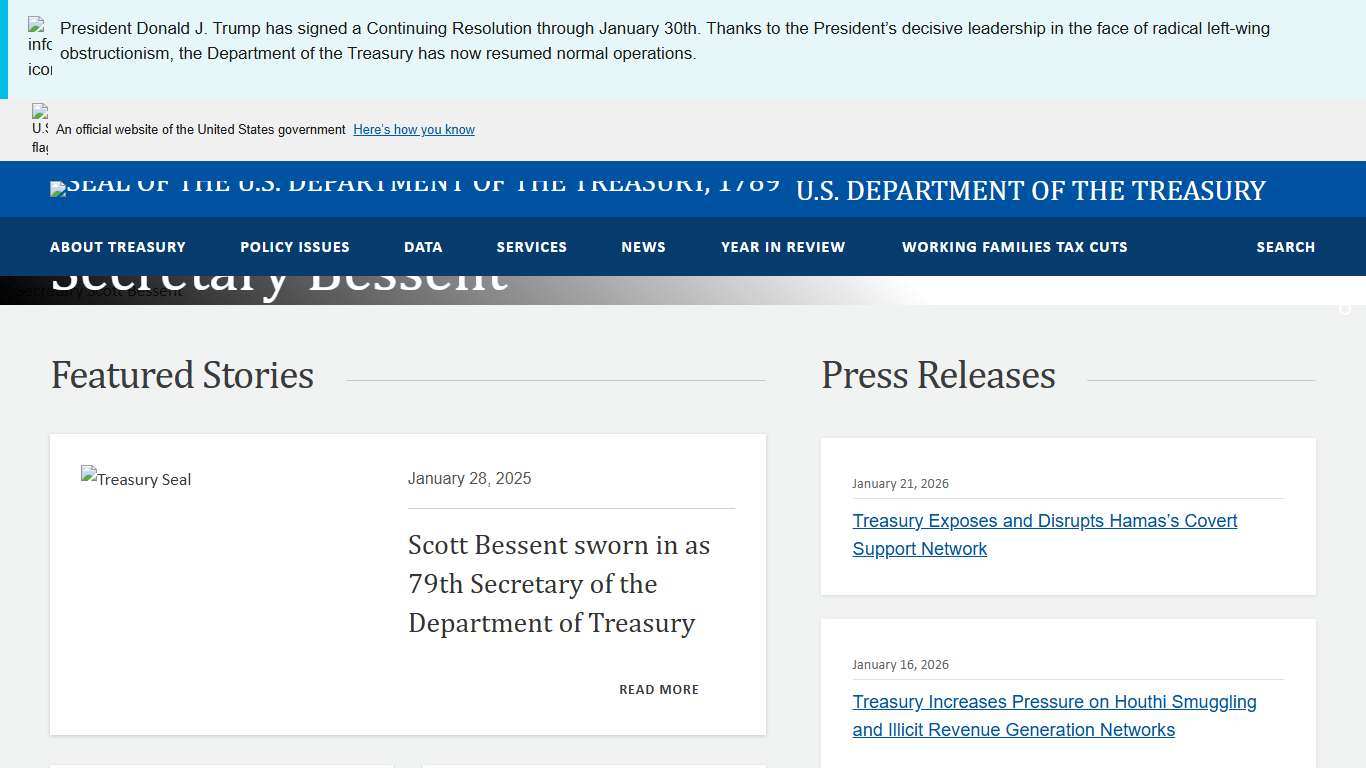 Front page | U.S. Department of the Treasury
